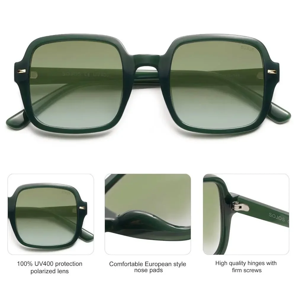 SOJOS‎ Retro Square Polarized Sunglasses for Women Men
